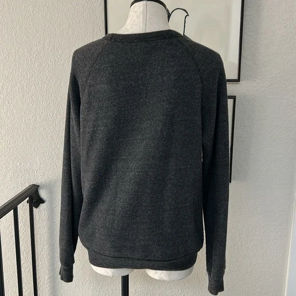 Alternative Apparel Dark Grey Tri-Blend Jersey Knit Long Sleeve Raglan Pullover - Picture 4 of 8